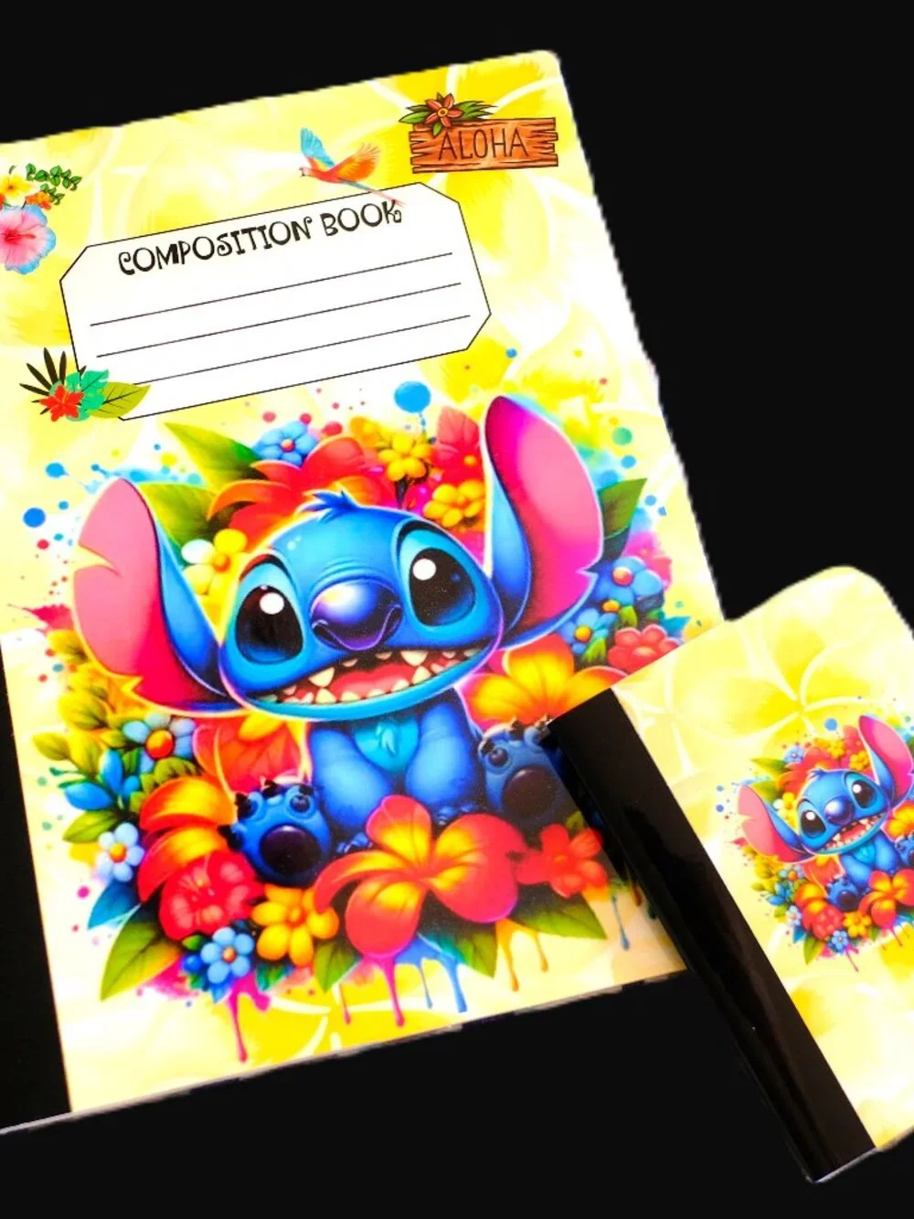 Custom Composition Book & Mini Notebook, Handmade, school, stitch, tropical
